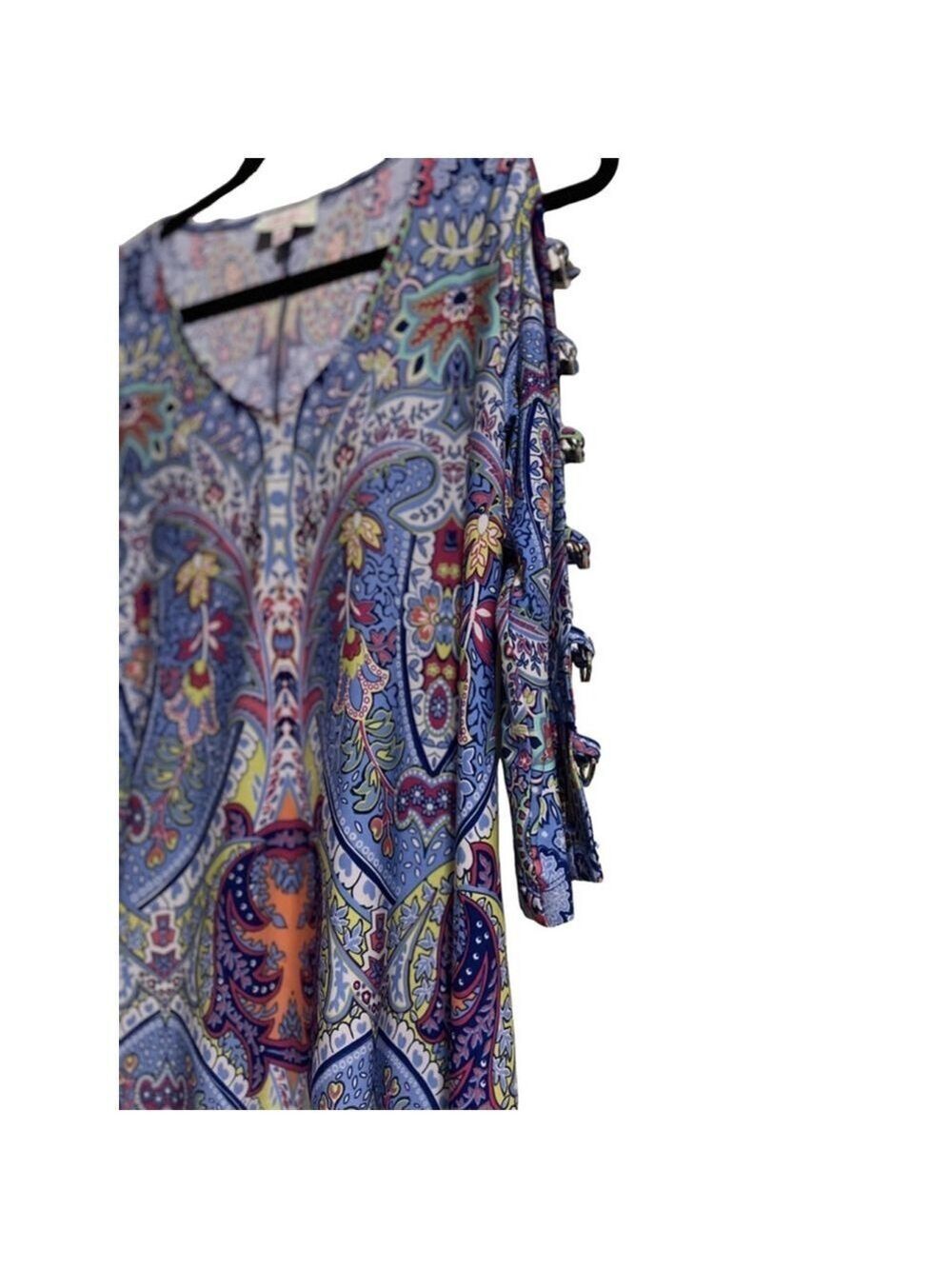 2 for $10 special☀️ Women's Ivy Lane Dress, PM, Blue Multicolored Paisley - Picture 4 of 7